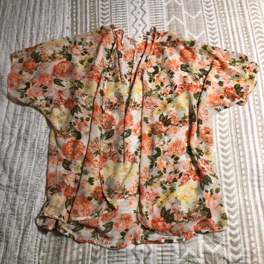 Peach floral kimono